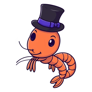 shrimp wearing a top hat sticker