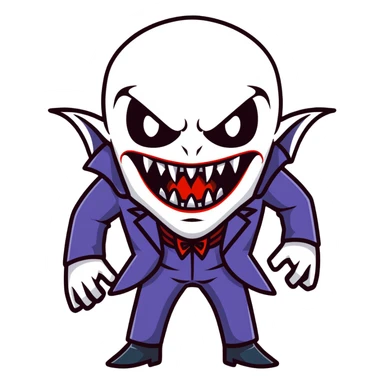 Scary vampire with long bloody fangs sticker
