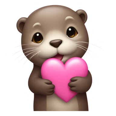 Otter holding pink heart  sticker