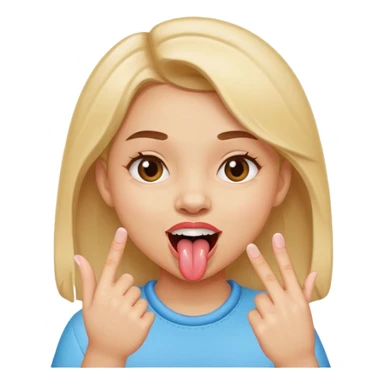 fille doigt entre les dents tire la langue sticker