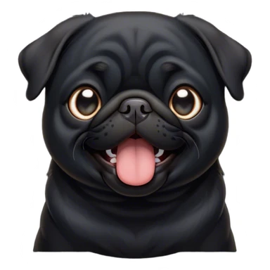 Cinematic Cute Yawning Black Pug Portrait Emoji, Head tilted slightly with a dramatic, wide-open yawn, showcasing a smooth black coat with a velvety texture, floppy ears slightly drooping, round dark eyes barely open in drowsy contentment, Simplified yet irresistibly adorable features, highly detailed, glowing with a soft, cozy glow, high shine, relaxed yet expressive, stylized with a touch of whimsy, bright and endearing, soft glowing outline, capturing the essence of a sleepy yet affectionate companion, so drowsy it feels like it could stretch out of the screen and curl up for a nap! sticker