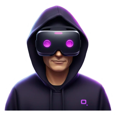 Vladimir Putin wearing a black hoodie with "OMG" letters on it and VR headset oculus quest 2 in a cyberpunk VR environment with violet neon lighting. sticker