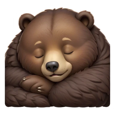 Meme-Worthy Cute Sleeping Bear Portrait Emoji, Head resting peacefully with a contented smile, showcasing a massive, robust build and a luxuriously soft dark brown fur, eyes shut in a serene, restful nap, Simplified yet hilariously adorable features, highly detailed, glowing with a soft, drowsy light, high shine, relaxed and utterly lovable, stylized with an air of playful laziness, bright and heartwarming, soft glowing outline, capturing the essence of a comically sleepy bear, so meme-worthy it feels like it could instantly become the next viral sensation of adorable slumber! sticker