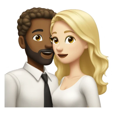 Brown skin man beard kissing white skin woman blonde hair sticker