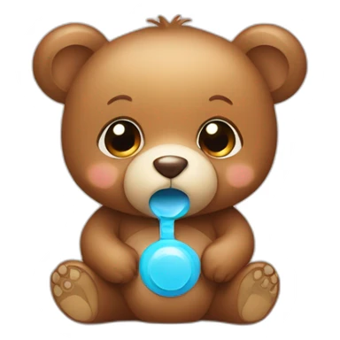 cute baby bear with a pacifier in his mouth sticker
