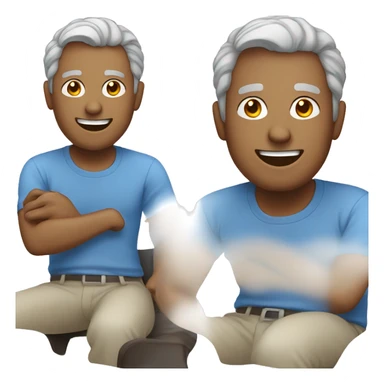 smiling man in blue shirt with graying hair  sticker