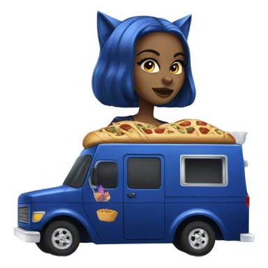 Dark blue Catgirl’s themed lowrider food truck  sticker