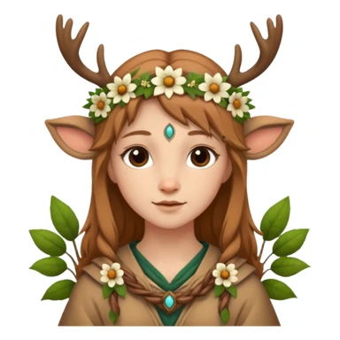 Adult Cute Druid human like fawn with flowers sticker