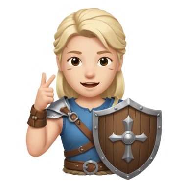 Viki vikingo winking holding a small shield sticker