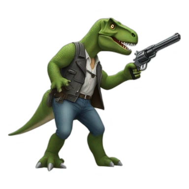 dinosaur with revolver sticker
