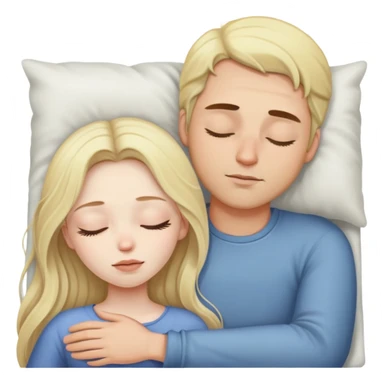girl with long dark brown hair and pale skin sleeping with a man who is blonde sticker