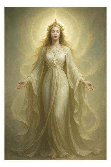 goddess, elegant, ethereal, flowing robes, glowing aura, fantasy style sticker