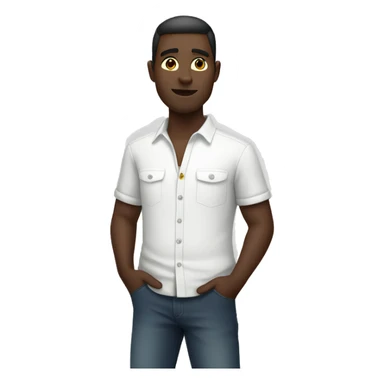 dark-skinned male in white shirt with hands in pockets  sticker
