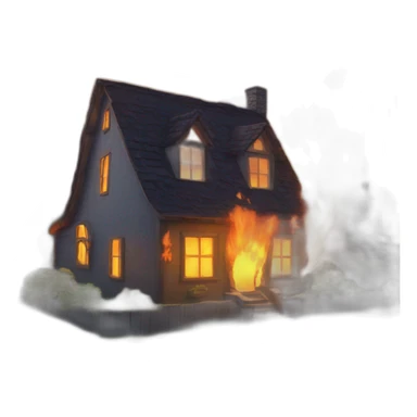 Chat sur une maison en feu sticker