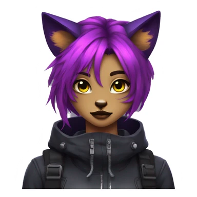 Edgy Shy Anthro cool pretty colorful dark cat-fursona techwear sticker
