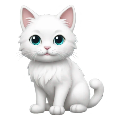 furry white cat, full body sticker