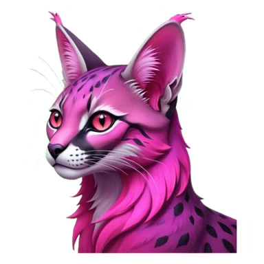 Colorful dark neon-lime-green with neon-magenta, pastel-rose-pink iridescent nebulae gloomy edgy spooky evil tropical ruby exotic cute cool beautiful shiny beautiful fantasy-caracal-civet-genet-sergal-vernid-serval-Gryphon-Cacomistle-Trico-oncilla-animal-Fakémon-hybrid-fursona (full body) sticker