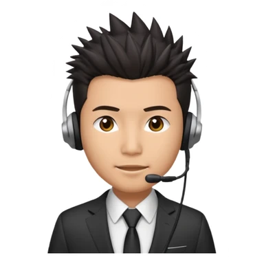 asian man headset suit face only spikey hair in front dark hair  sticker