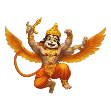 Lord Hanuman flying with sanjivini mountain sticker