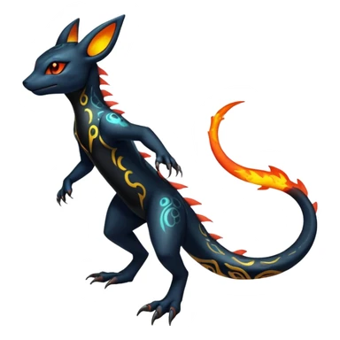 Colorful Dark Shiny Exotic Salandit-Umbreon-Quilava-Fakémon-hybrid-creature (full body)  sticker