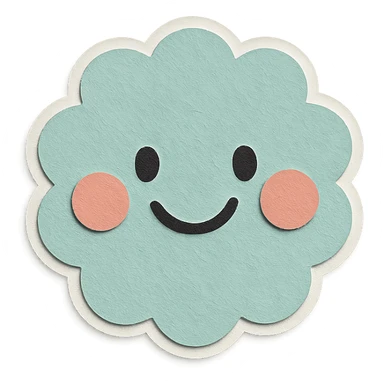 soft pastel scalloped edge note card sticker with a smiling face accent sticker