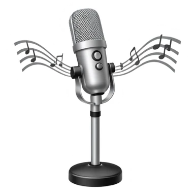 microphone on a stand with sound waves sticker