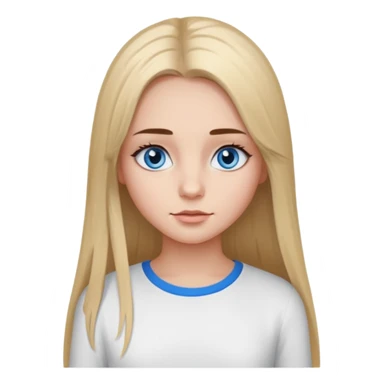 ragazza con capelli lunghi piastrati truccata con molto mascara, occhi azzurri e maglietta a maniche lunghe bianca  sticker