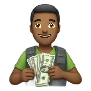 A guy holding dollars  sticker