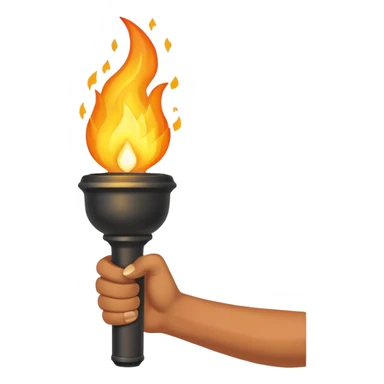 An arm holding a torch flame sticker