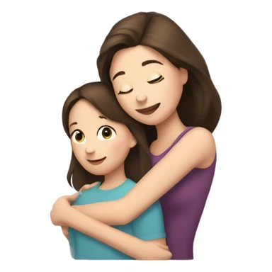 white brunette girl hugs brunette mom sticker
