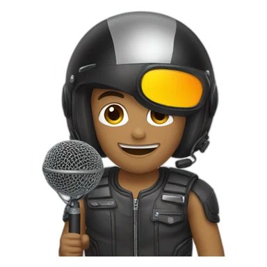 guy with motorcycle helmet and microphone sticker