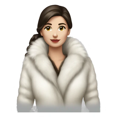 Russian pretty woman brunette white fur jacket  sticker