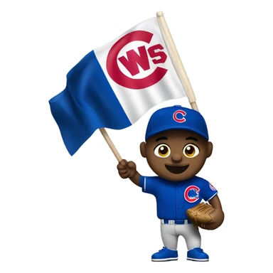Chicago cub player waving a W flag  sticker