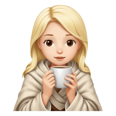  Cute Blonde girl wrapped in blanket drinking coffee sticker
