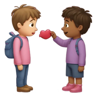 Eric qui fait un bisou à peppa pig sticker