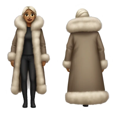 Woman wearing big full length fur coat sticker