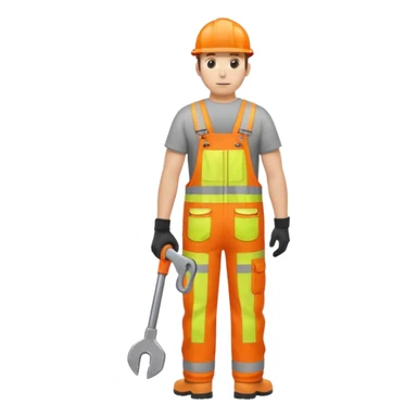Engineer in orange hi-vis overalls facing away sticker