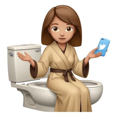 emoji femme brune peau claire sur des toilettes sticker