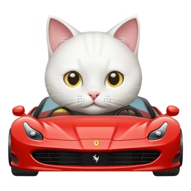 Gatto bianco che guida una Ferrari  sticker