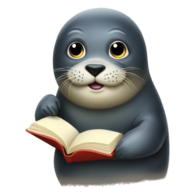 Seal holding a book sticker