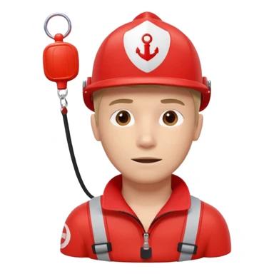 lifeguard portrait, head and shoulders only, wearing red lifeguard uniform, rescue whistle and buoy strap visible, confident alert expression, beach safety vibe, 3D cartoon, mobile game icon style, clean background, no text, no watermark
 sticker