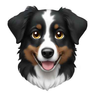 Small black australian shepherd dog with black muzzle sticker