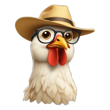 Chicken-wearing hat and glasses sticker