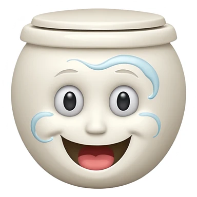 Flush toilet with a face smile sticker
