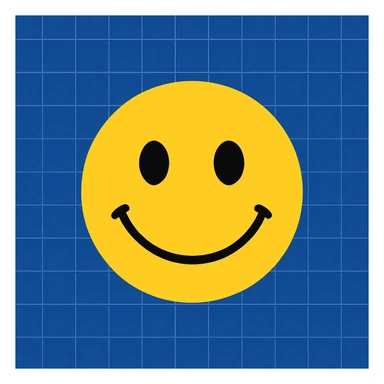 Frame 8: Background is almost fully blue, grid lines nearly complete, smiley face unchanged sticker