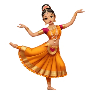 cinematic-realistic-bharatanatyam-dance-emoji,-depicted-as-an-elegant-classical-indian-dance-performance-with-graceful-poses,-intricate-costumes,-and-expressive-hand-gestures,-rendered-with-rich-textures-and-warm-dramatic-lighting, single dancer full body  sticker