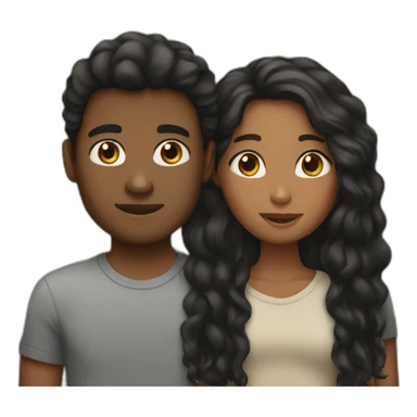 interracial couple with long hair boy sticker