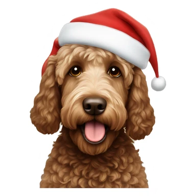 Brown labradoodle wearing Santa hat sticker