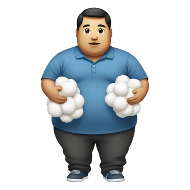 Fat Asian holding cotton sticker