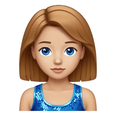 Close from Bratz with long light brown hair, light skin, blue eyes, blue sequin crop top sticker